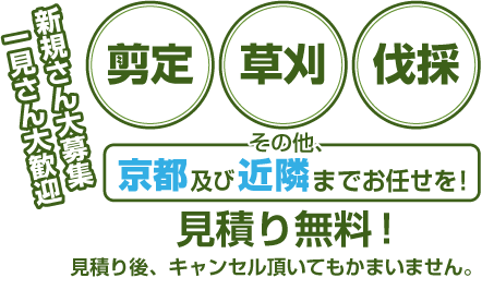 剪定・伐採・草刈、見積り無料!